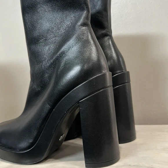 Zara Platform Specification Leather High Heel Ankle Boots Size 41 US 10 - Picture 9 of 13